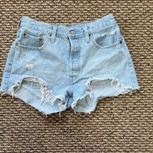 Levi's Light Blue Distressed Jean Shorts